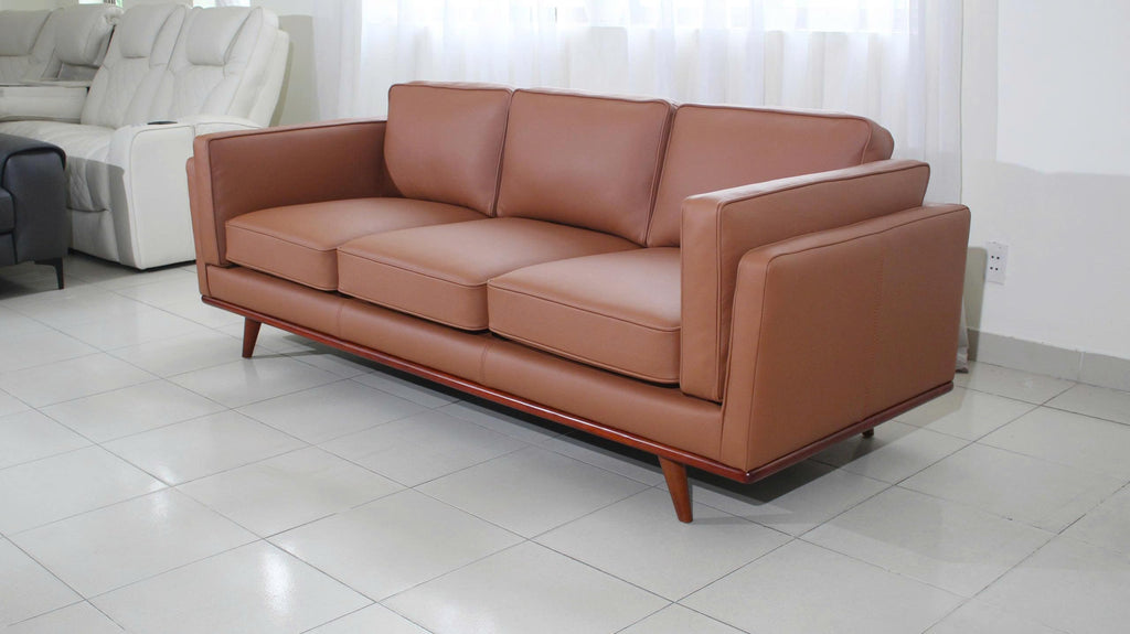 Savoy Full All Around Front and Back Italian Leather Sofa 89" Pure Full Solid Wood Accent Premium Plush Memory Foam