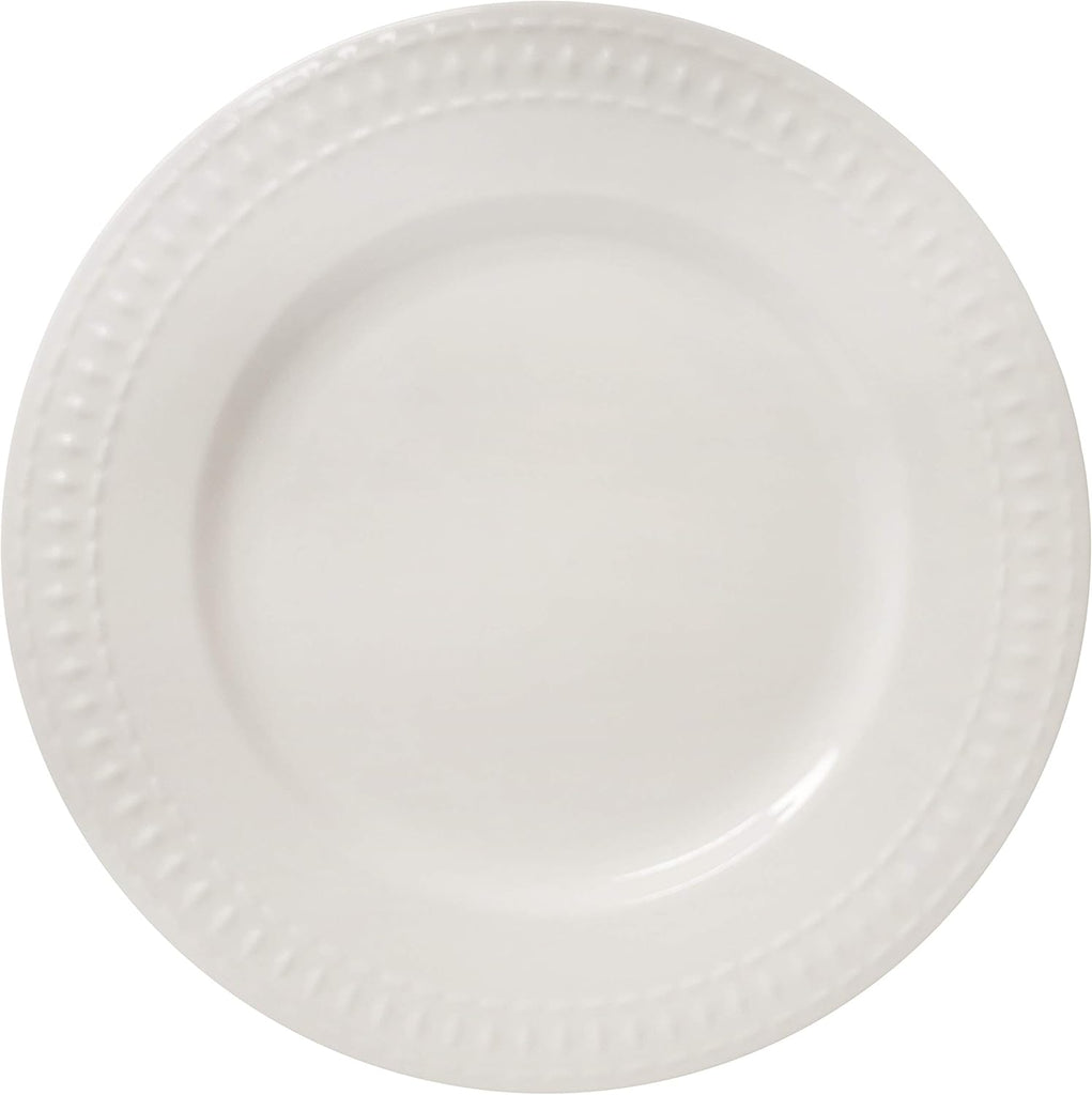 Tabletops Gallery Embossed White Porcelain Round Dinnerware - Bloom 12 Piece Dinnerware Set