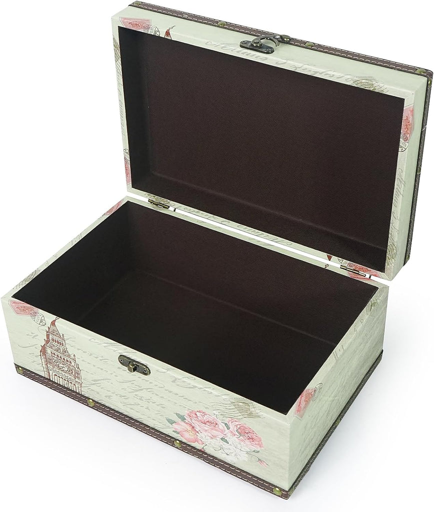 Decorative Storage Box, Large Wooden Keepsake Box with Lid
