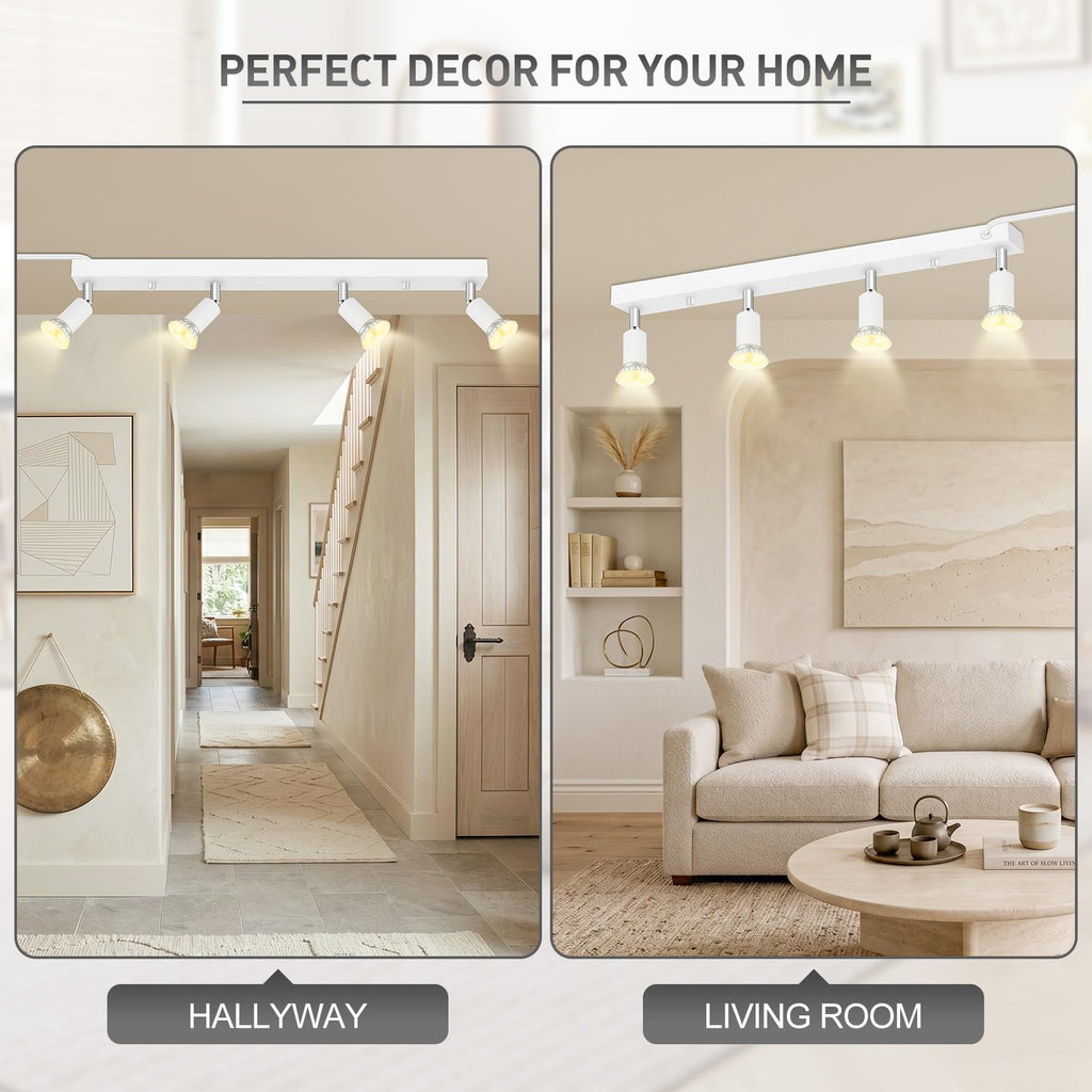 Plug in Track Light, White, 23", 4 Way GU10 Track Ceiling Lighting