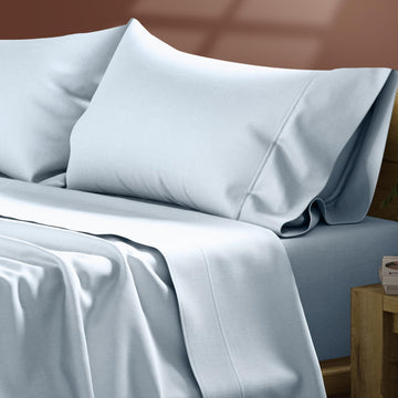 Egyptian Cotton Sheets Set - Everyday Bedding Sheet Set (4 PC, Light Blue), Soft & Durable, Cooling, 16"