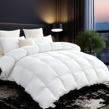 Organic 75% Goose Down Fiber Comforter King,850+FP,1200TC,Extra Fluffy,Hotel-Luxury Ultra Soft All S