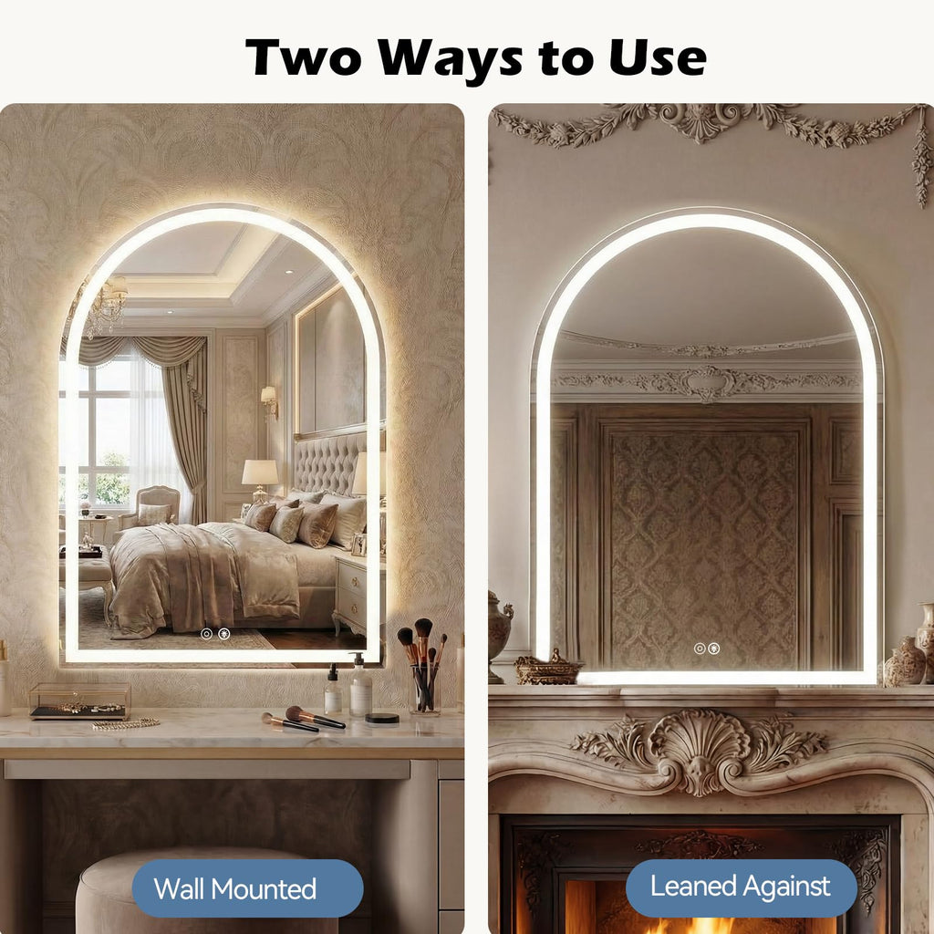 20"x28" LED Bathroom Mirror with Lights, Arched Vanity Mirror