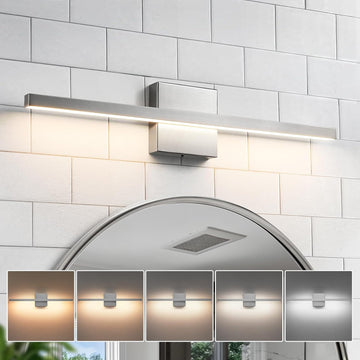 Brushed Nickel Vanity Light - 23.6inch Bathroom Vanity Light Fixture Dimmable 5CCT Modern Bathrooms Sconce 18W LED