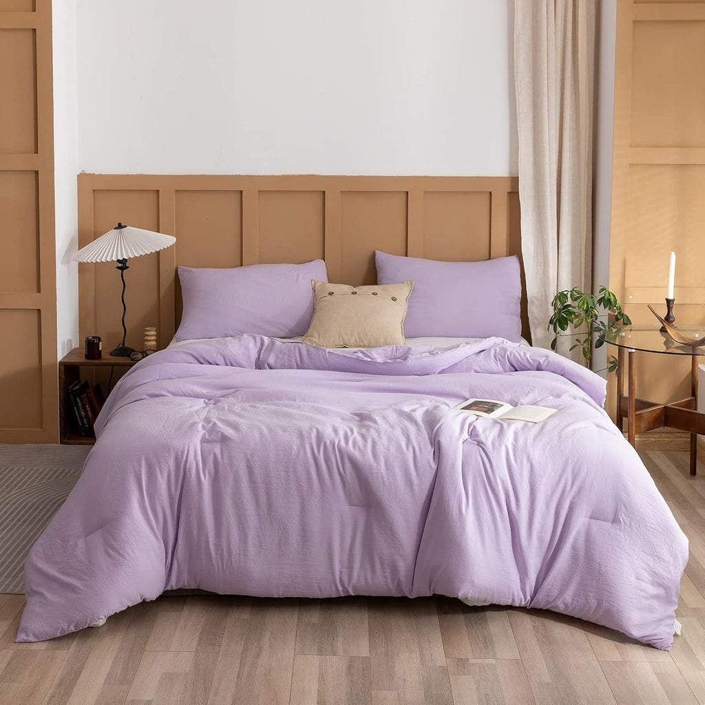 Comforter Sets for Girls Boys Teens Lavender, 3pcs (1 Boho Comforter & 2 Pillowcases) Lightweight Kids Comforter