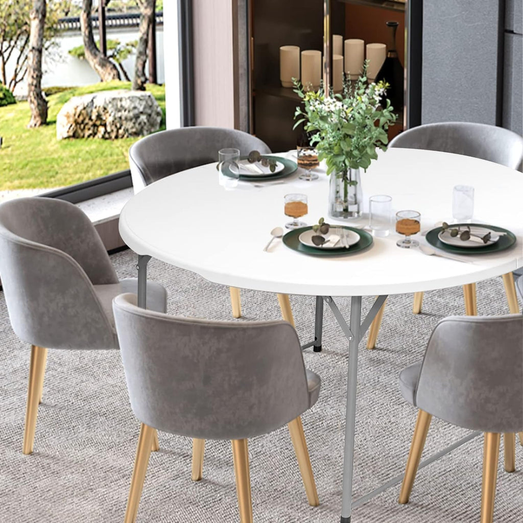 54 Inch Round Folding Table, Portable Bifold Design