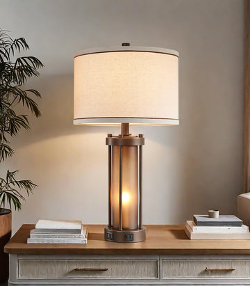 Farmhouse Table Lamps with USB C+A Ports
