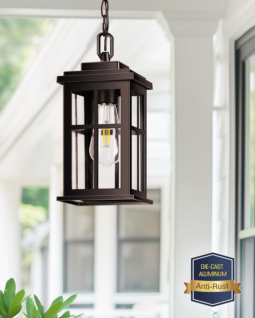 Bronze Hanging Porch Light, Modern Outdoor Pendant Lights for Porch
