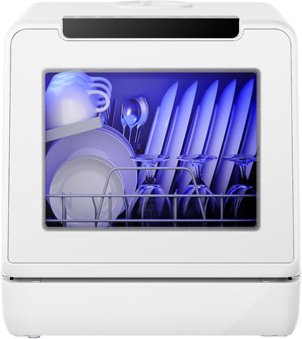 Countertop Dishwasher Portable with 8 Programs, 5L Built-in Water Tank, 167℉ High-Temp, No Hookup Ne