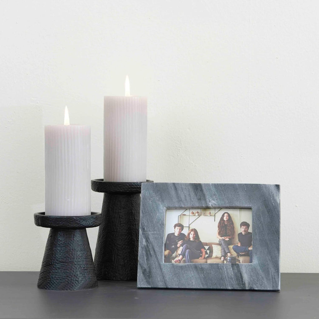 Stoneware Pillar & Taper Candle Holders, Set of 2