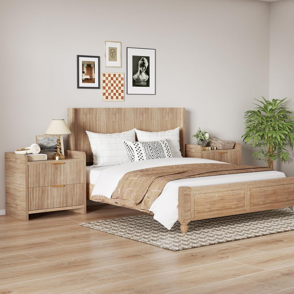 King Fluted Headboard ONLY - Wall Mount Wood Headboard, Rustic & Modern Farmhouse,Boho,Fluted Panel,Wingback Design
