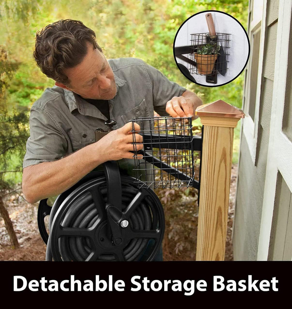 Garden 712-B Single Arm Navigator Multi-Directional Garden Hose Reel, Holds 125-Feet of, 5/8-Inch, Black