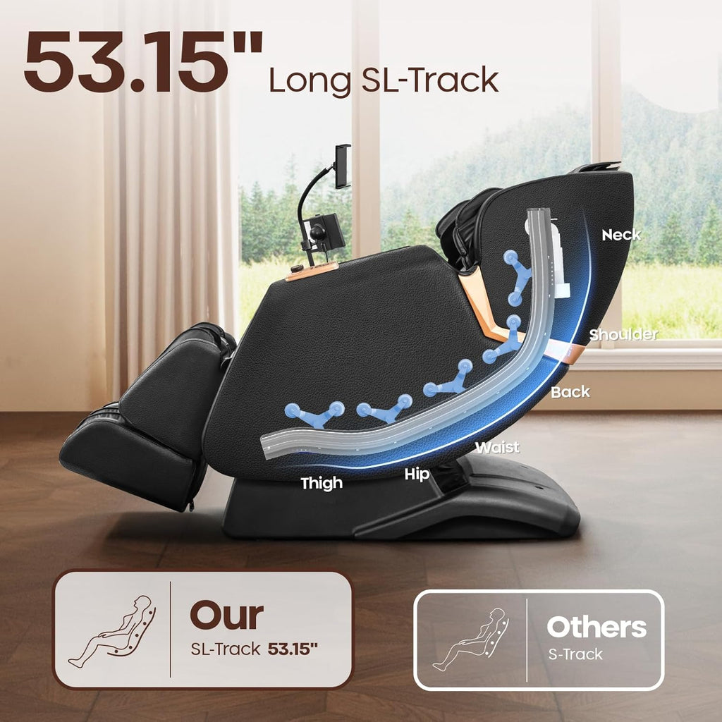 4D Massage Chairs Full Body - 53.5 Extend Sl Track Shiatsu Massage Chair - Zero Gravity Massage Chair,Core Heating &