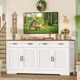63" Buffet Cabinet with Storage, Large Sideboard Buffet Cabinet with 2 Adjustable Shelves and 4 Doors