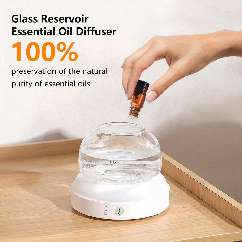Glass Essential Oil Diffuser 200ml, 7-Color LED