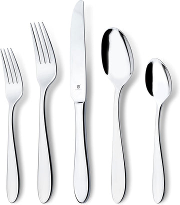 Modern Silverware Set, 18/10 Stainless Steel Flatware, Mirror Finish, Dishwasher Safe