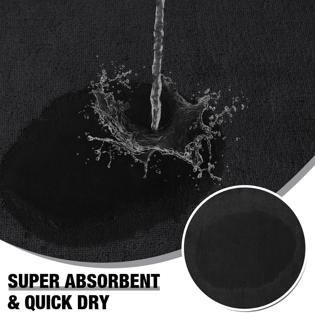 Black Memory Foam Bath Mat Long 24x60 Bathroom Runner Rug Non Slip Washable | Soft Absorbent Microfiber Bathroom