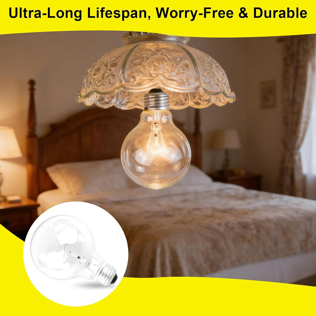 （2 Pack G25 Globe Light Bulbs - 40W Incandescent Light Bulb, G25 Double Life Globe Bulb,2700K Soft White, E26 Base