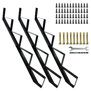 4 Step Metal Stair Step Steel Riser Stringers for 34.7" Height Deck, 3Packs
