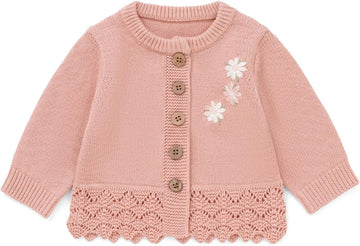 Baby Toddler Cotton Cardigan, Knit Clothes for Baby Girls