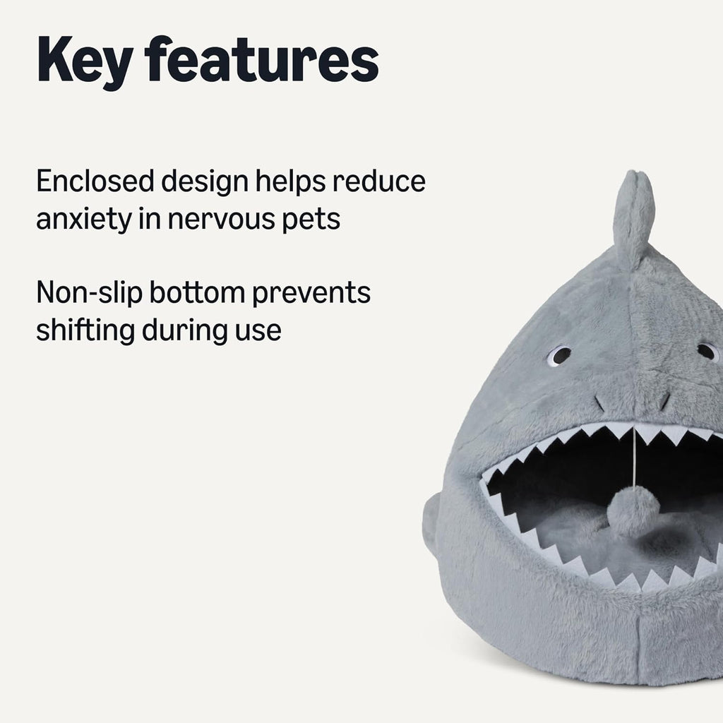 Shark Shape Cat House for Indoor Cats, Enclosed Design Helps Reduce Anxiety in Nervous Pets