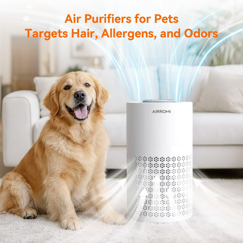 Air Purifier for Bedroom with HEPA 3-in-1 Filter, Pet Air Purifier for Home Cat Pee Smell, Covers Up