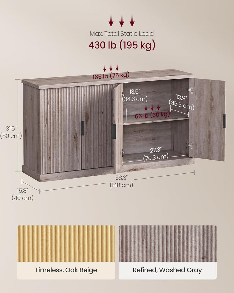 MAXE Collection - Buffet Cabinet, Fluted Console Cabinet, Sideboard with Adjustable Shelves