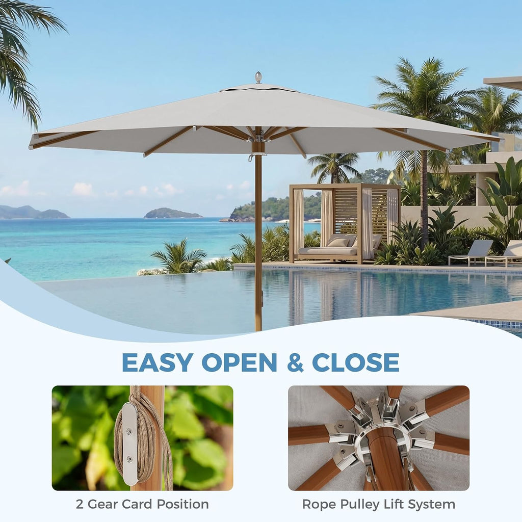 11 FT 10-Year-Non-Fading Patio Umbrella, Outdoor Umbrella with 8 Faux-Wood Grain Aluminum Ribs