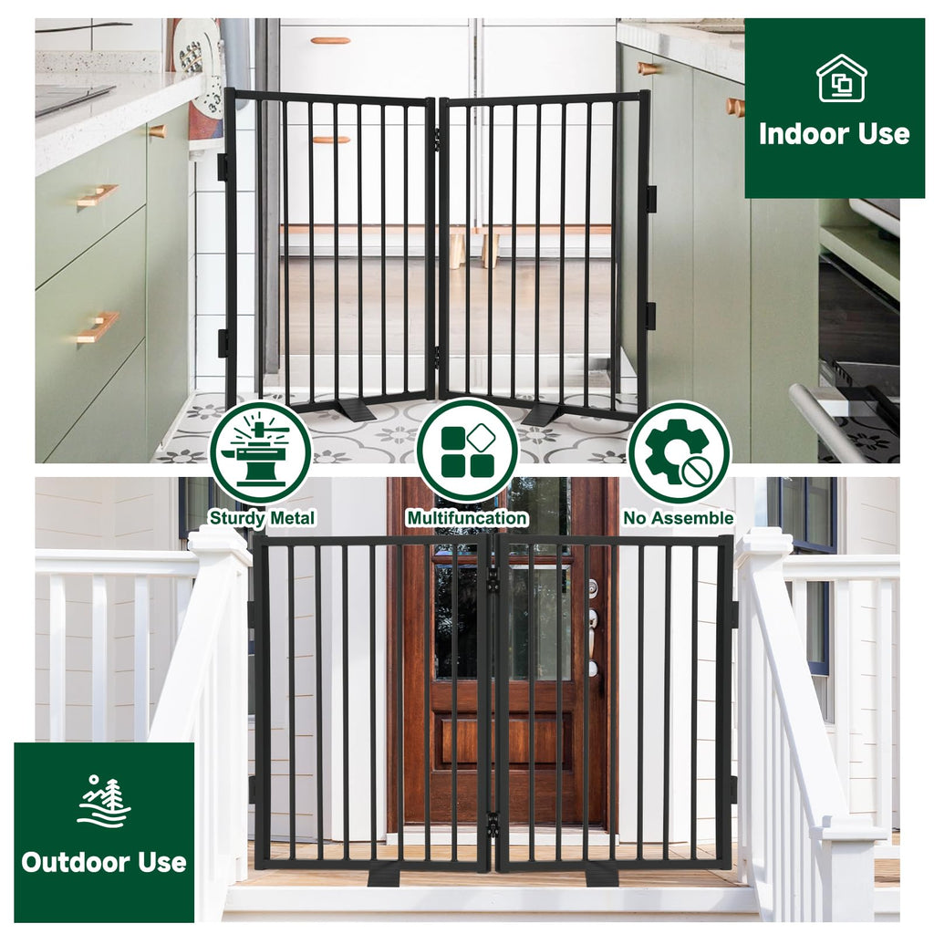 Freestanding Dog Gate, 40" W x 36" H, 2-Panel, Black
