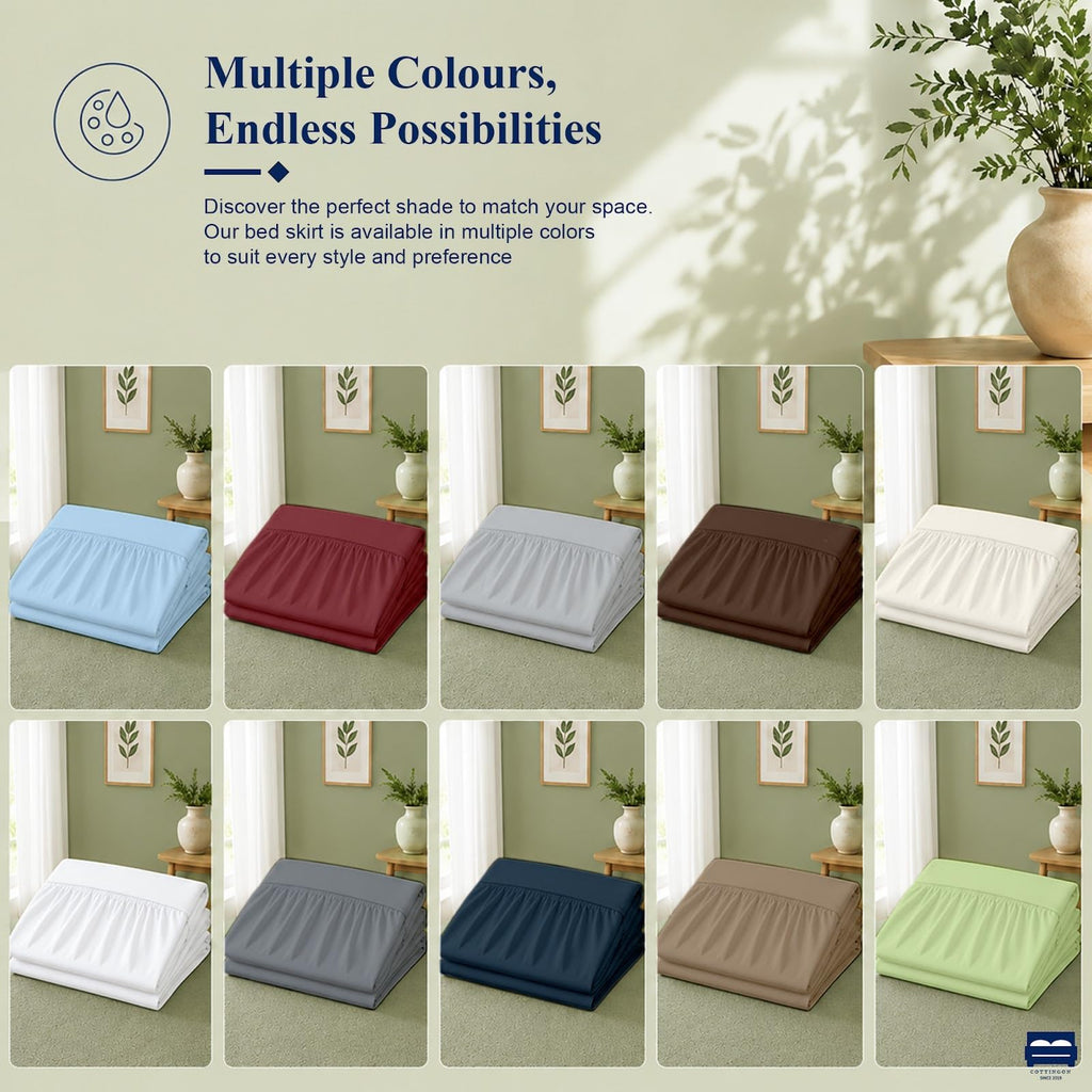 Dorm Room Bed Skirt, 100% Microfiber, White, Twin Drop