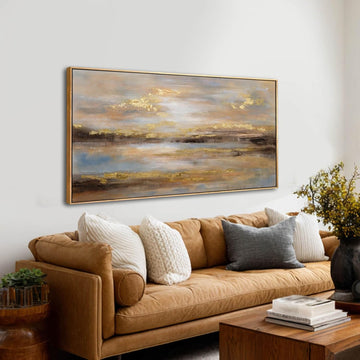 Gold Abstract Wall Decor Modern Artwork Framed Canvas Painting Large Wall Art Bedroom Wall Decor Living Room Print