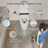 Smart Tankless One-Piece Toilet with Built-In Bidet, Dual Auto Flush, Foam System, Foot Sensor, Heated Seat, Warm Water, Air Dryer, LED Display