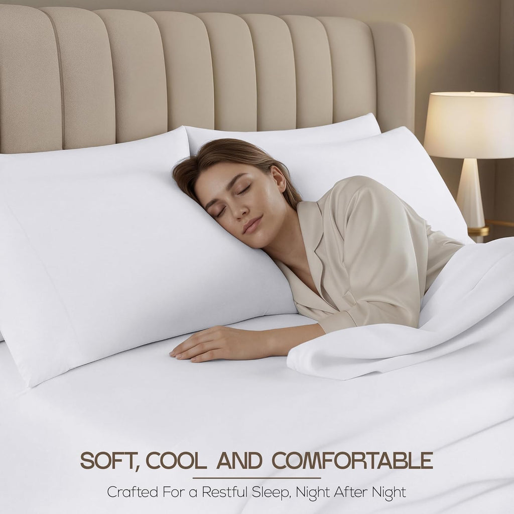 Hotel Sheet Set - 4 Piece Luxury Bedding Sheets, Deep Pocket Soft & Breathable Microfiber Bed Sheets, 1 Fitted