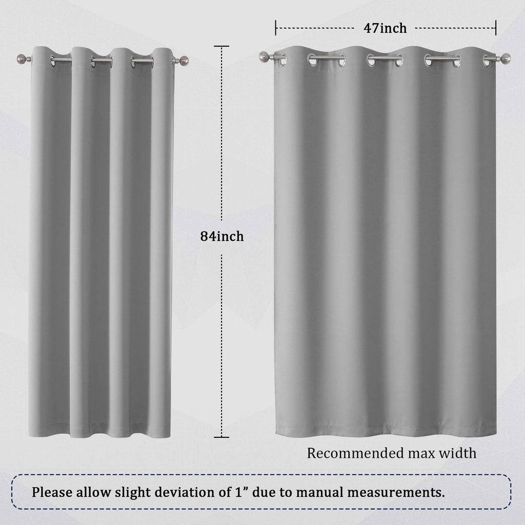 Ultimate Gray Blackout Curtain Panels/Drapes 84 inch Length Solid Energy Efficient Room Darkening Bedroom Curtains
