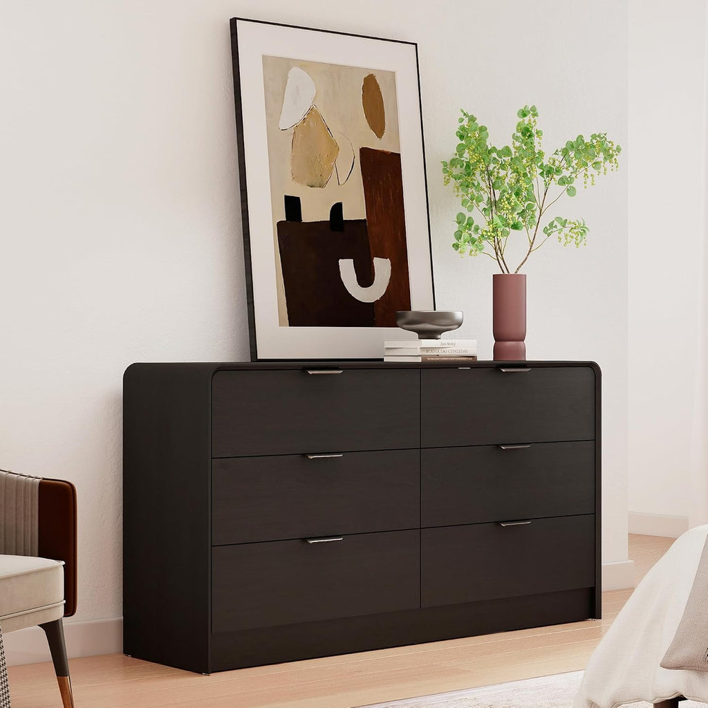 6-Drawer Dresser , 55" Wide Wooden Chest of Drawers Modern Dressers & Chests of Drawers