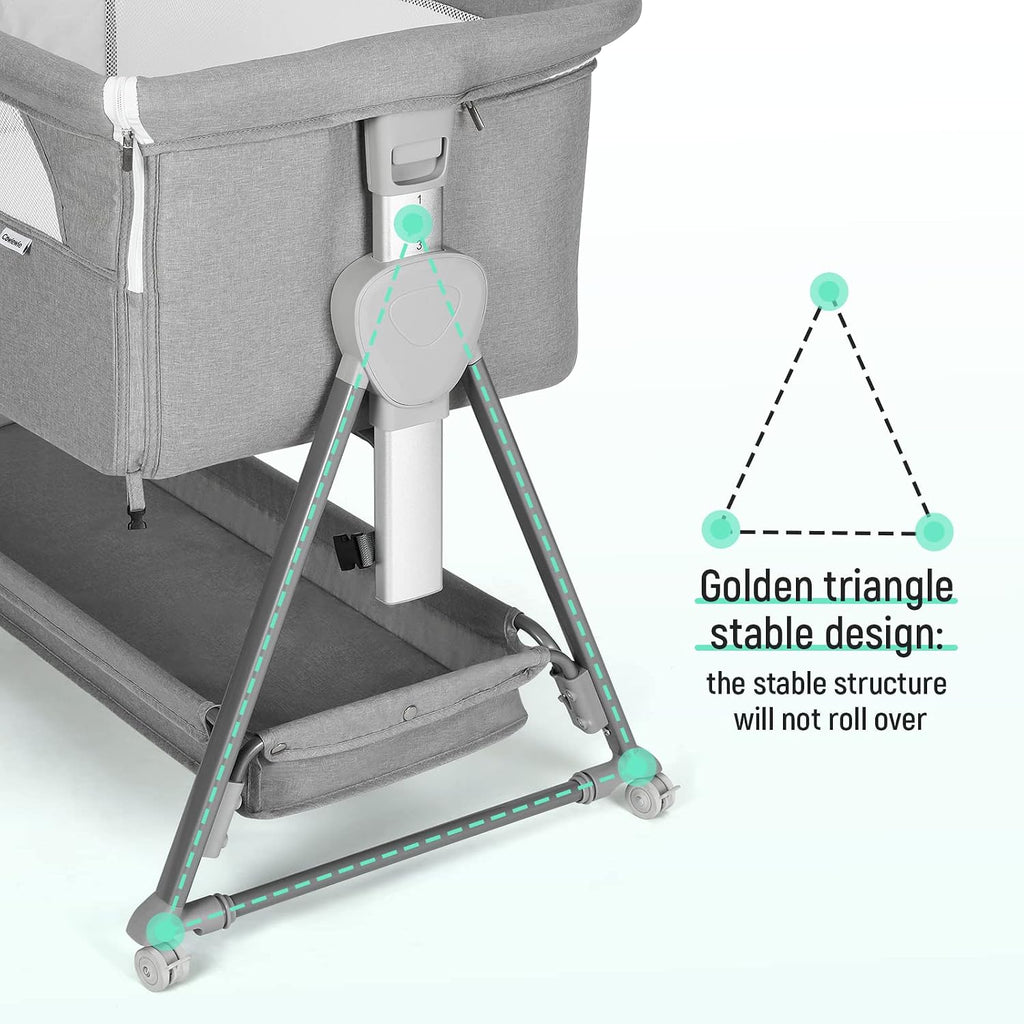 Bassinet Bedside Sleeper, Baby Bassinet with 7 Adjustable Height, Bedside Bassinet for Baby with Storage, Breathable
