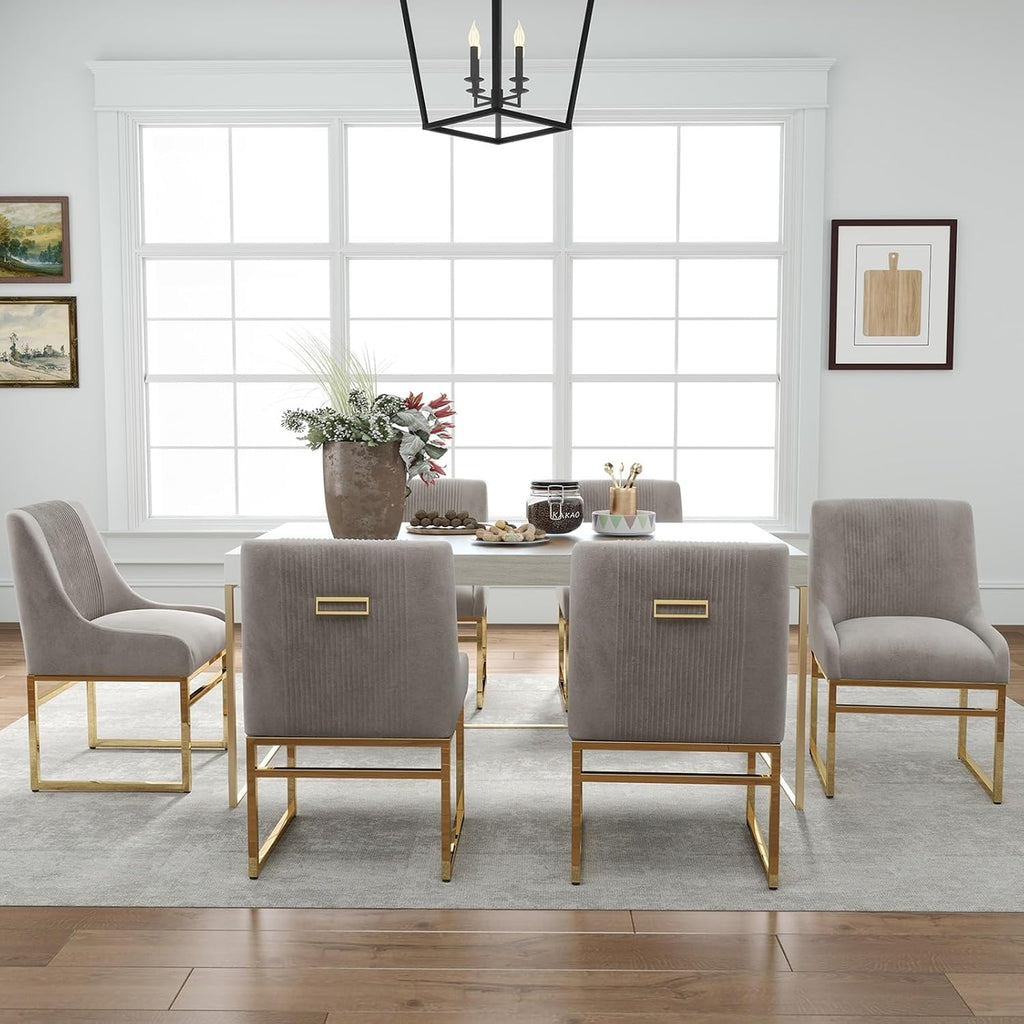 Kitchen & Dining Room Chairs Set of 2 Mid Century Modern Dining Chairs Upholstered Dining Chairs with Polished Gold