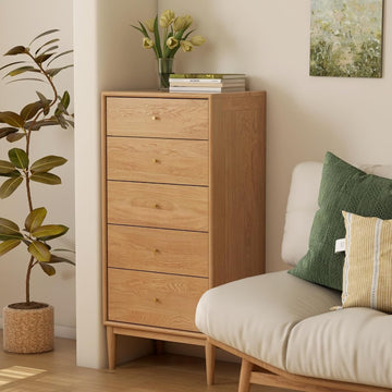 Solid Oak Wood Dresser, 5 Drawer Dresser , Solid Wood Nightstand with Drawers, Modern Chest of Drawers , Closet