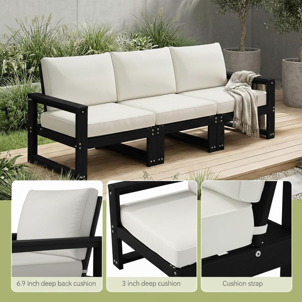 Outdoor Furniture with Cushions, Patio Furniture Set, 7-Piece L Shaped Outdoor Couch Sets 6 Seats, HDPE Patio