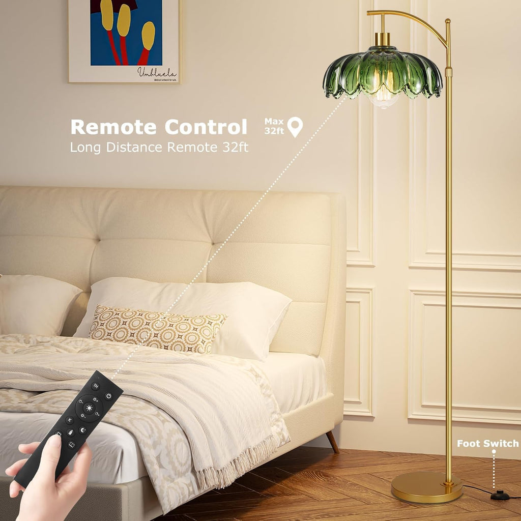 Gold Floor Lamp,Mid Century Modern Standing Lamp with Remote