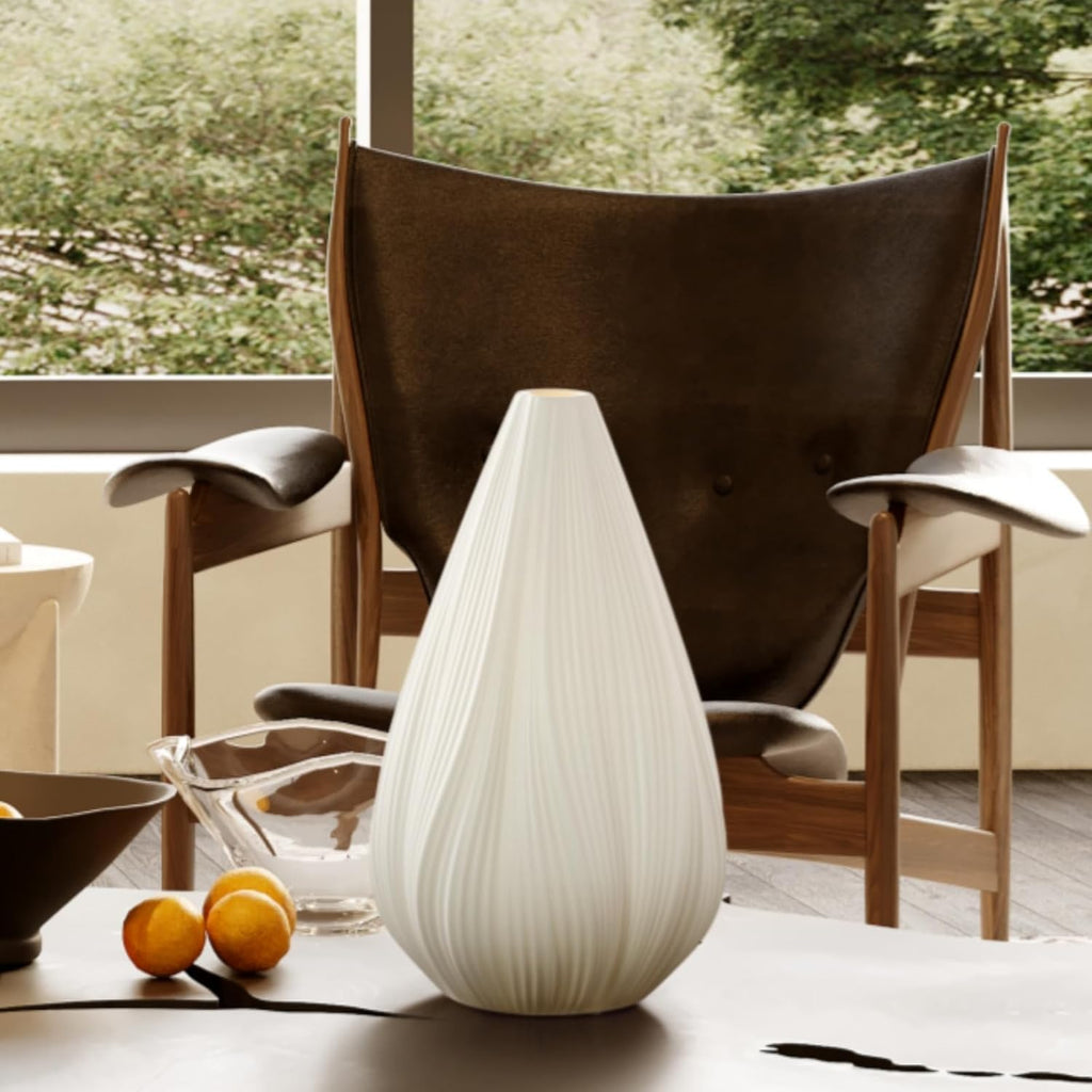 12.5" Modern Ceramic Table Lamp, Fully Dimmable Modern Bedside Lamps and Nightstand, White Translucent Ceramic Shade