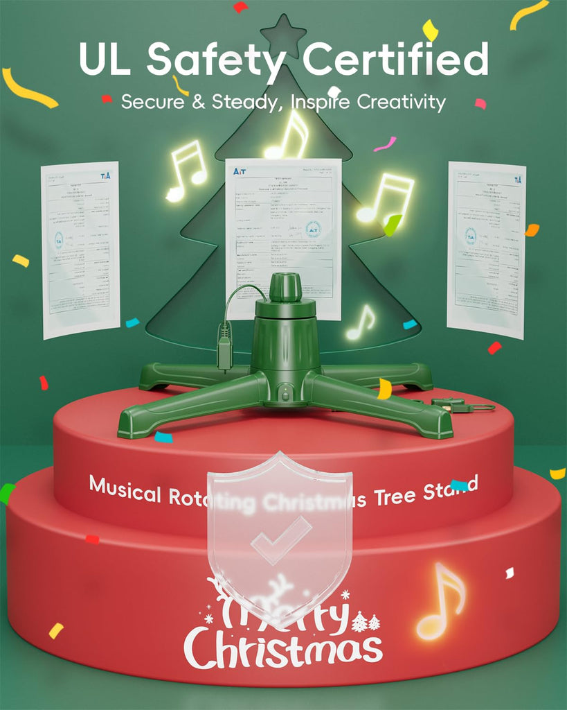 Musical Rotating Christmas Tree Stand with Remote & Memory Function