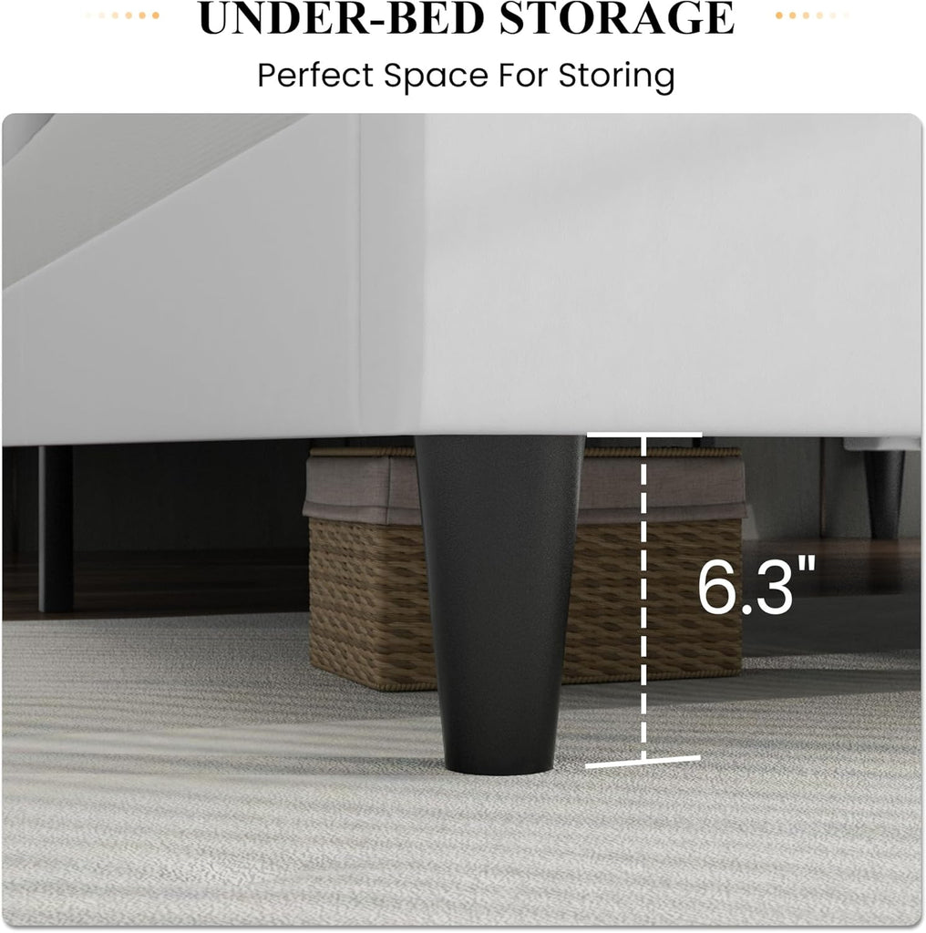 Queen Bed Frame/Velvet Upholstered Platform Bed Frame with Headboard/Strong Wood Slats Support/Mattress Foundation/No