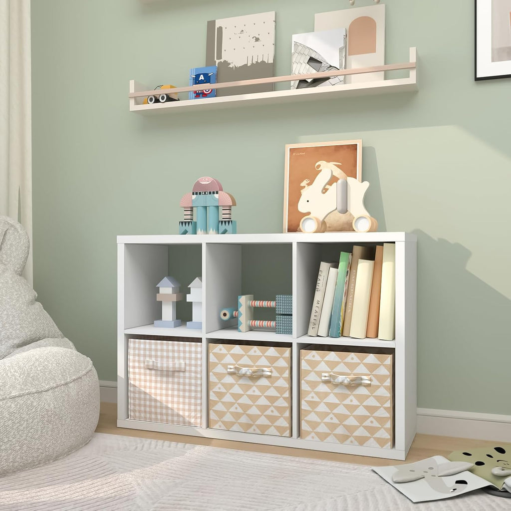 2026 Wooden Thick Frame 6 Cube Storage Organizer Shelf with Anti-Tipping Kits + Reversible Open Back Bookcase