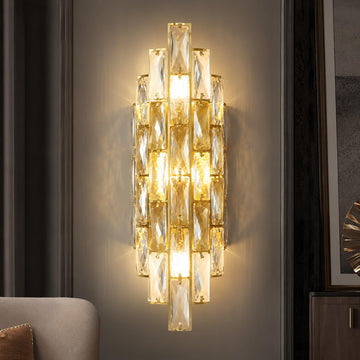Crystal Wall Sconces Modern Gold Luxury Sconce Wall Light Fixtures Mid-Century Elegant Bling Wall Lamp for Living