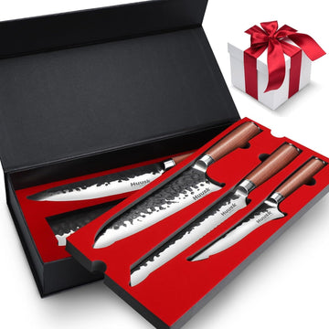 Japanese Chef Knife Set 6 pcs, Kitchen Knives Set with Gift Box | Hand-forged High Carbon Steel Blade, Sharp Cooking