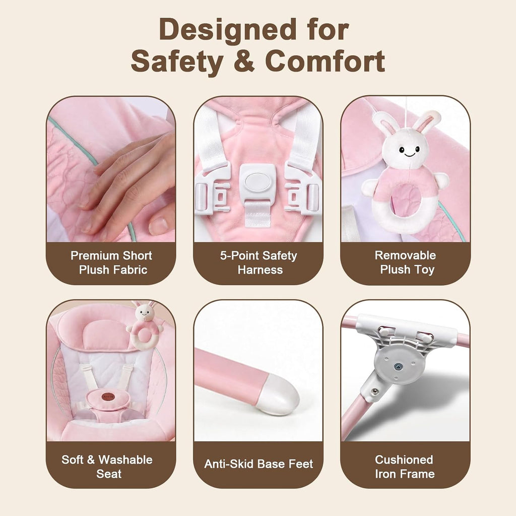 Swing for Infants, Electric Infant Swing with Bluetooth Music, Pink