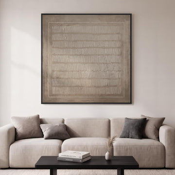 Extra Large Framed Neutral Abstract Line Wall Art, 48x48 In