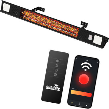Wall-Mounted Electric Patio Heater with Light Ceiling Outdoor, Wifi Control, 1500W Infrared 9 Heat Levels, 24H