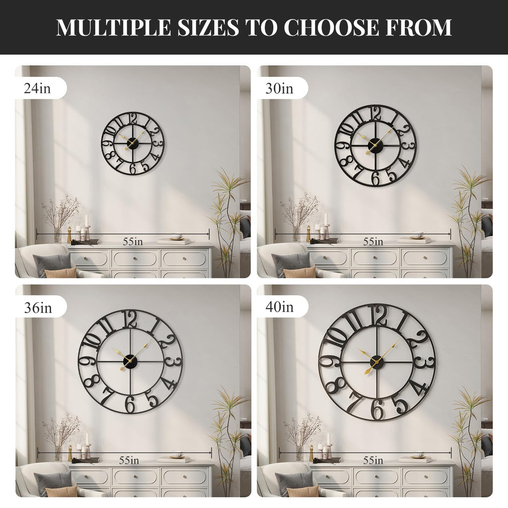 Extra Large Wall Clock 40 Inch Black Metal Clock
